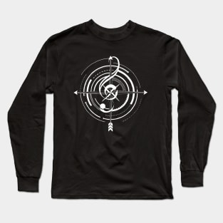 Sol key compass | Tattoo style music Long Sleeve T-Shirt